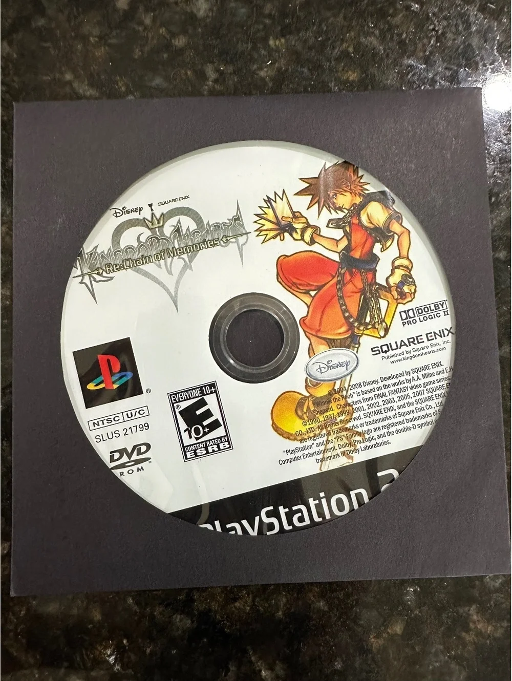 Kingdom Hearts PlayStation chain of memory's  Game Disc